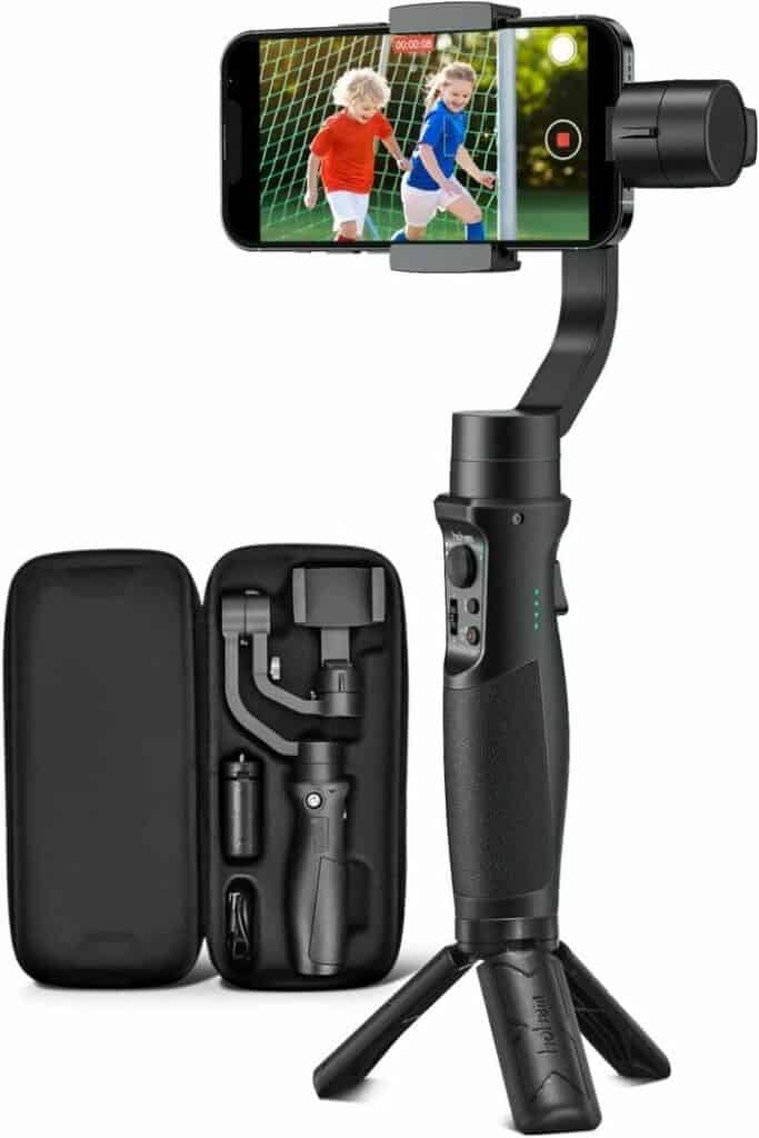 alt="Gimbal Stabilizer for Smartphone, 3-Axis Phone Gimbal for Android and iPhone 13,12,11 PRO, Stabilizer for Video Recording with Face/Object Tracking, 600 °Auto Rotation - hohem iSteady Mobile Plus"