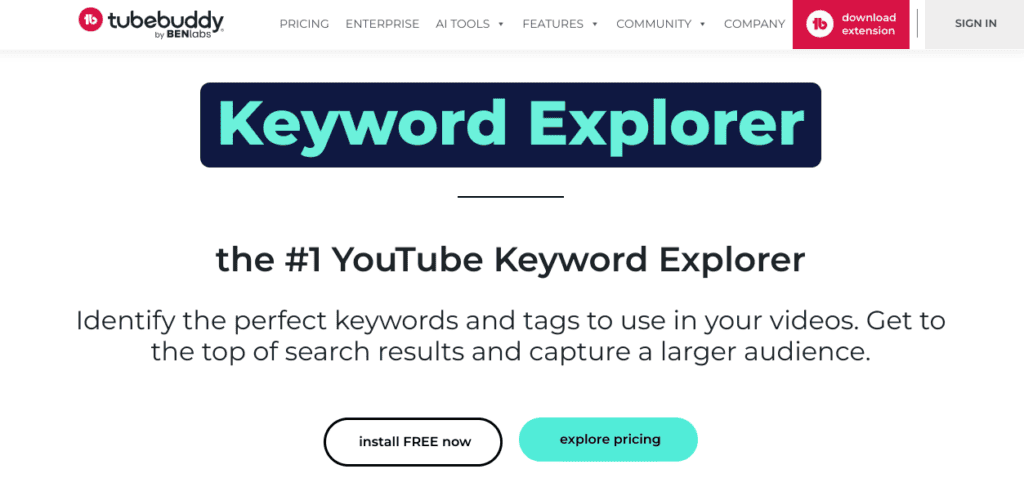 TubeBuddy Keyword Explorer