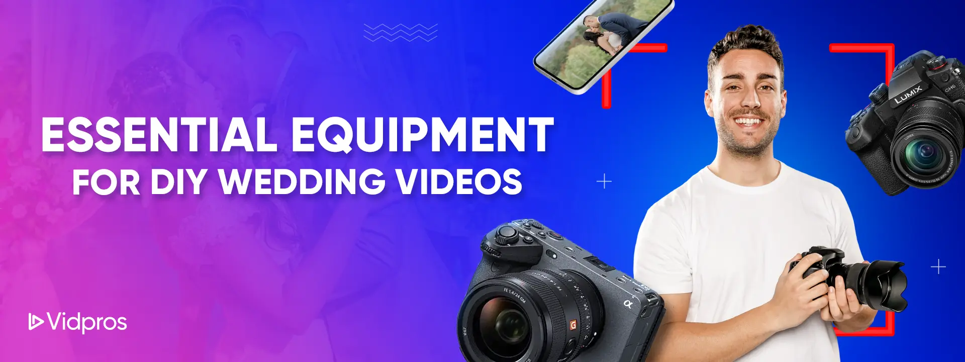 man holding a camera and surrounded by equipments