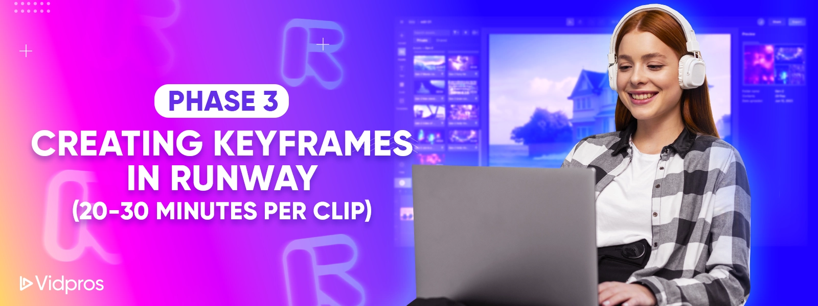 a woman using a laptop creating keyframes in Runway