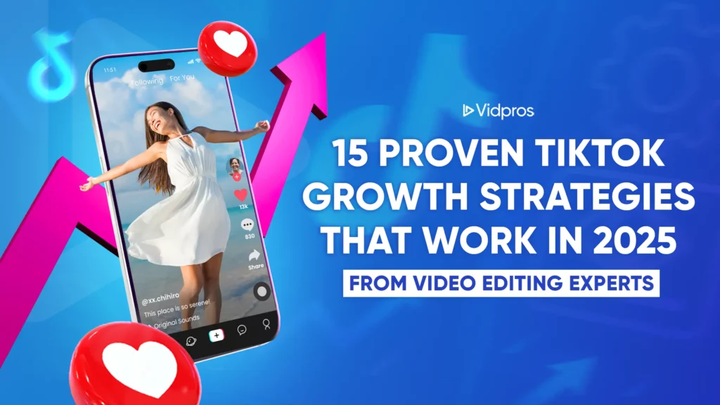 a woman inside a smart phone with TikTok Logo and text that says 15 proven tiktok growth strategies