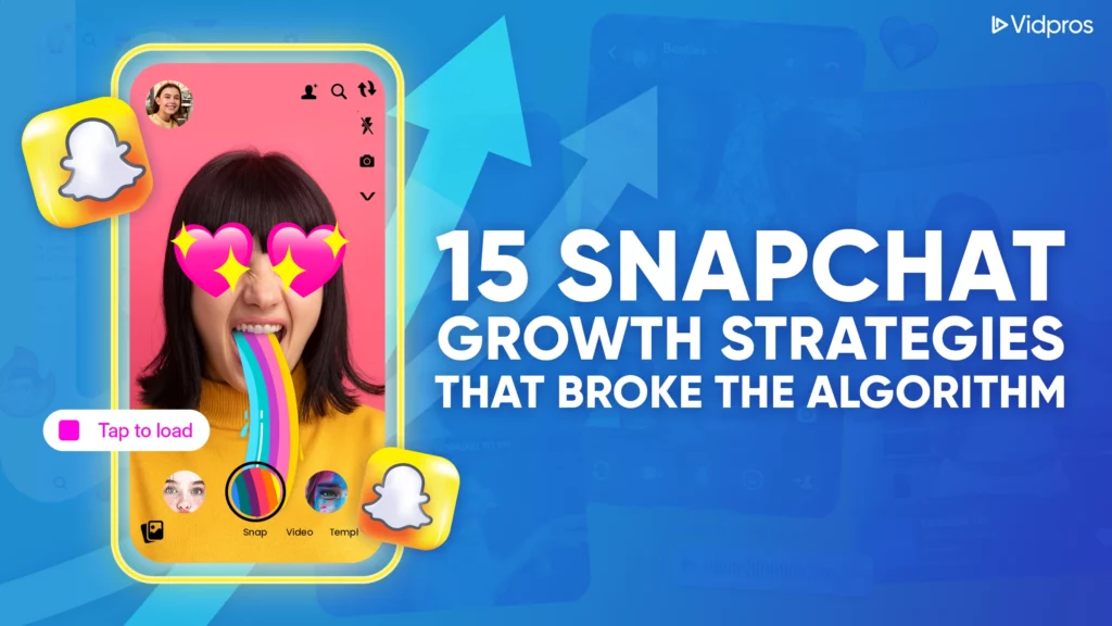 a woman inside a smartphone with text that says Snapchat Growth Strategies