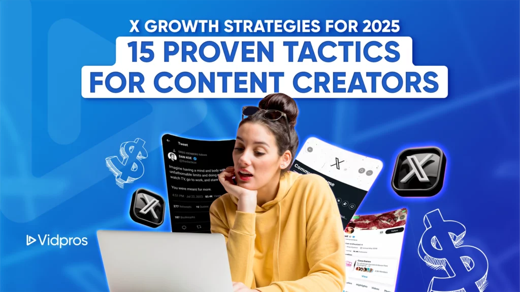 a woman looking at a laptop withtext that say X growth strategies