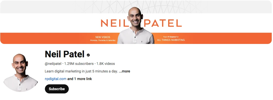 Neil Patel Youtube channel