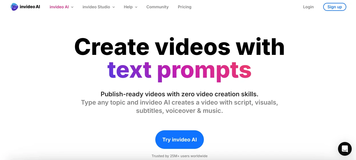 InVideo Ai homepage