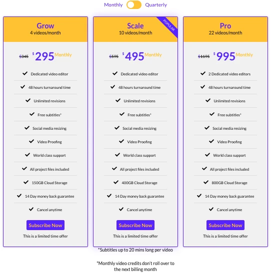 Editvideo Pricing