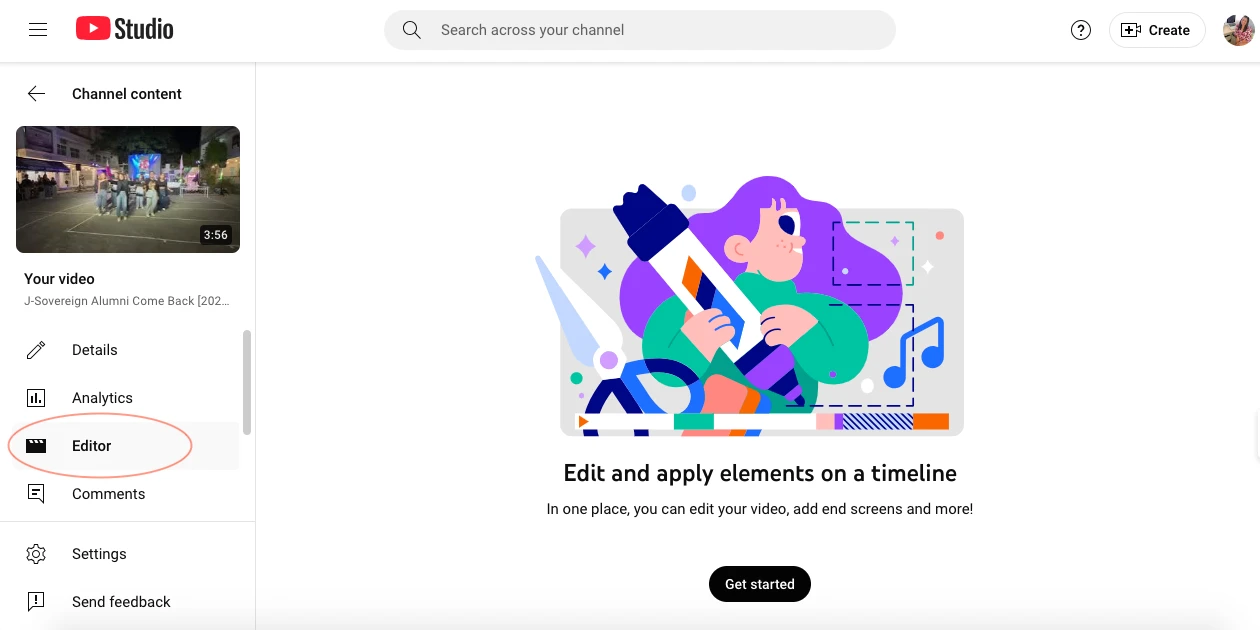 YouTube Studio interface